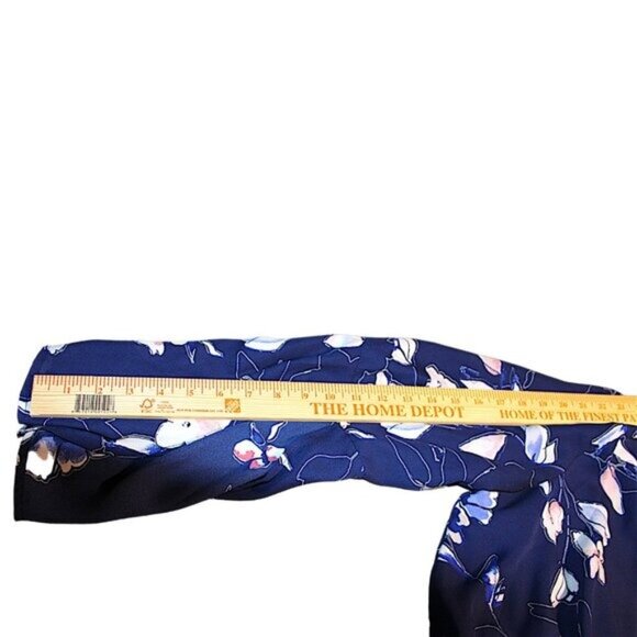 Westport Floral Chiffon Long Sleeve Wrap Dress Size 16 Blue Lightweight Elegant - Picture 7 of 7